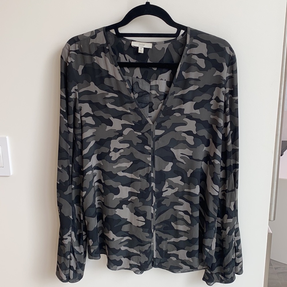 Josie silk camouflage print blouse
